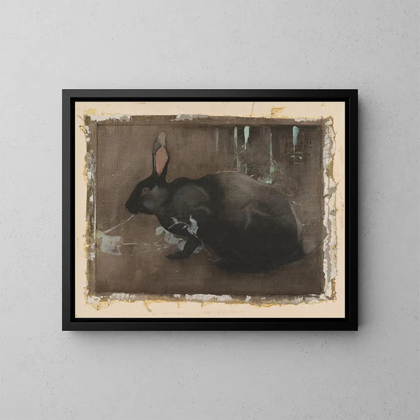 A black rabbit - Joseph Crawhall — framed artwork on a wall
