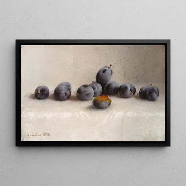 Twelve Plums - Joseph Decker — framed artwork on a wall