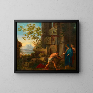 Thésée trouve l'épée de son père Égée sous la roche - Joseph Dorffmeister — framed artwork on a wall