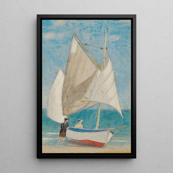a fishing boat - Joseph Edward Southall — framed artwork on a wall