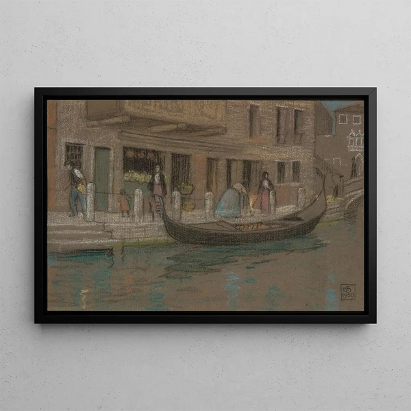 A Canal in Venice - Joseph Edward Southall — framed artwork on a wall