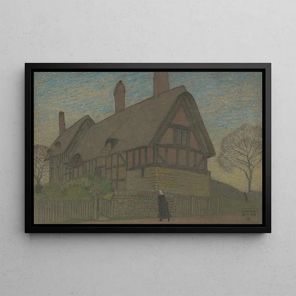 The Cottage of Ann Hathaway in Stratford - Joseph Edward Southall — framed artwork on a wall
