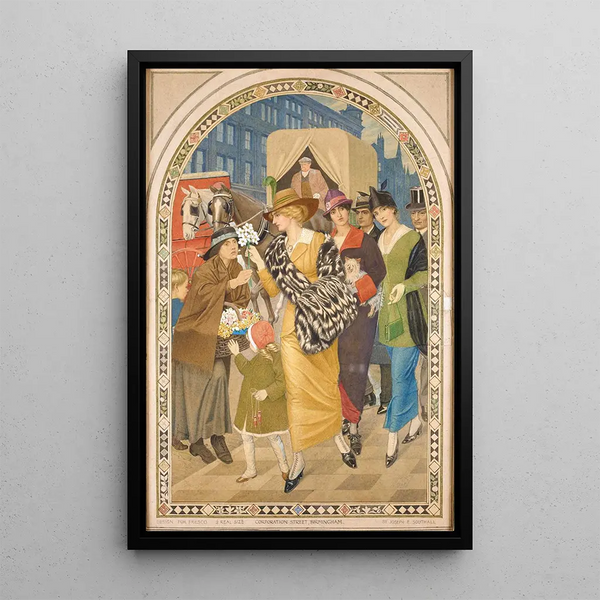 Rue Corporation Birmingham in March 1914 - Joseph Edward Southall — framed artwork on a wall
