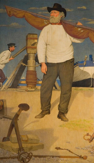 Fisherman carrying a sail - Joseph Edward Southall — artwork view