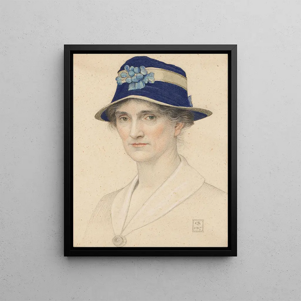 Portrait painting of Anna Elizabeth Southall née Baker - Joseph Edward Southall — framed artwork on a wall