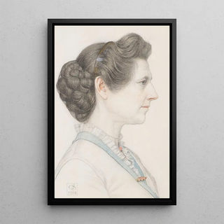 Portrait of a Lady in Profile - Joseph Edward Southall — framed artwork on a wall