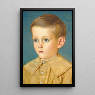 Portrait of the artist's nephew Edward Stafford Allen - Joseph Edward Southall — framed artwork on a wall