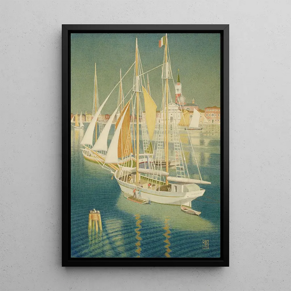 Ships of the Adriatic Venice - Joseph Edward Southall — framed artwork on a wall