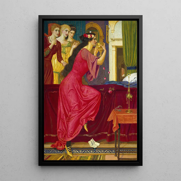 Sigismonda drinking the poison - Joseph Edward Southall — framed artwork on a wall