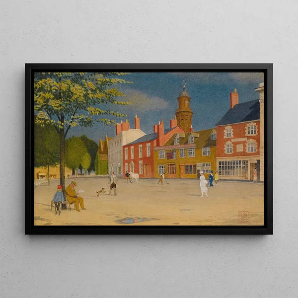 The Green at Banbury - Joseph Edward Southall — framed artwork on a wall