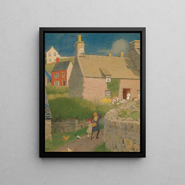 The Mill Cottage Harlech North Wales - Joseph Edward Southall — framed artwork on a wall