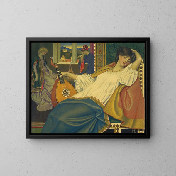 La Belle au bois dormant - Joseph Edward Southall — framed artwork on a wall