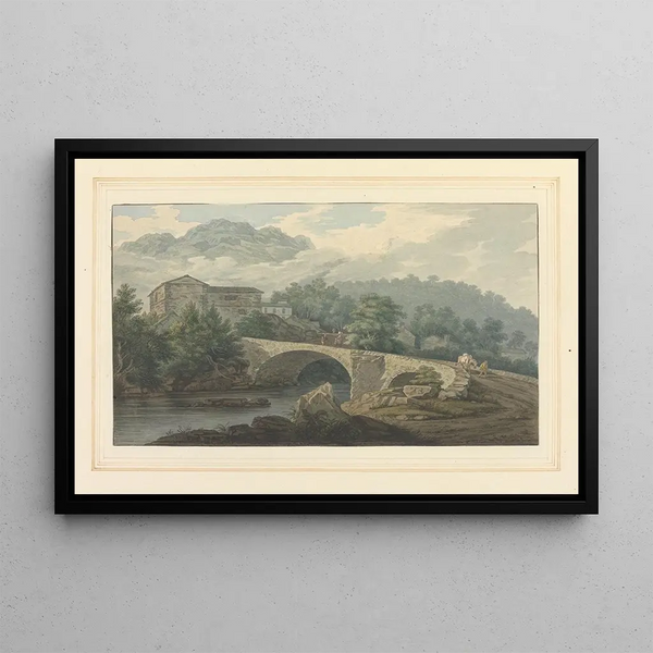 Pont de Brathay - Joseph Farington — framed artwork on a wall