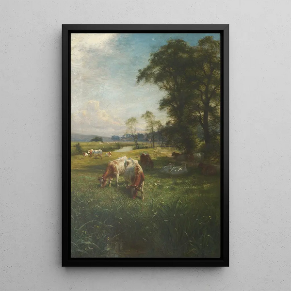 Bétail en pâturage - Joseph Farquharson — framed artwork on a wall