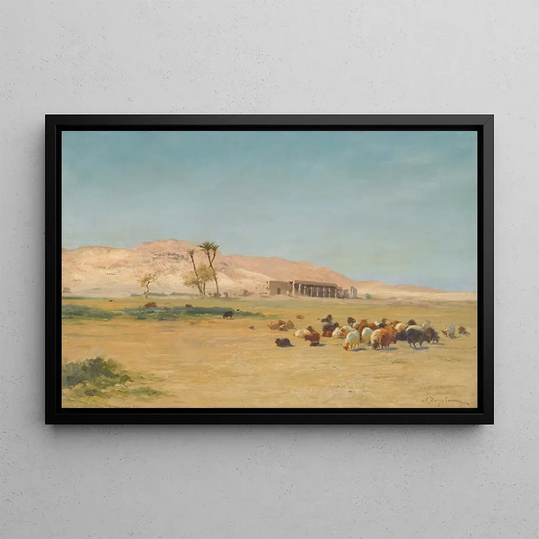 Egyptian landscape painting - Joseph Farquharson — framed artwork on a wall