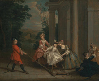 Children playing with a rocking horse - Joseph Francis Nollekens — artwork view