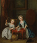 Children playing probably the artist Jacobus's son and his daughter Maria Joanna Sophia - Joseph Francis Nollekens — artwork view