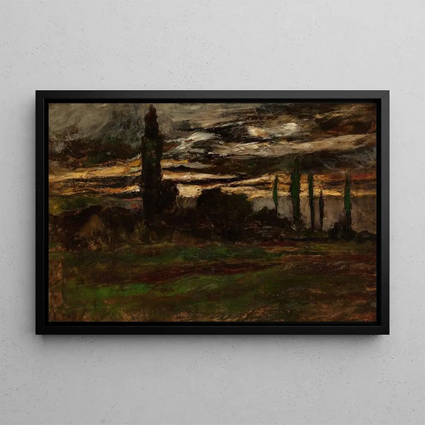 Night Landscape Painting - Joseph Frank Currier — framed artwork on a wall