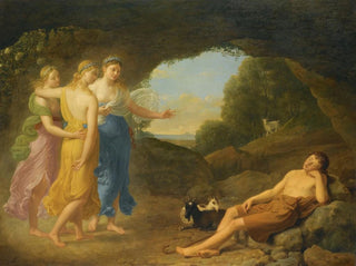 The Dream of Daphnis where the nymphs announce Chloe's safe return - Joseph François Ducq — artwork view