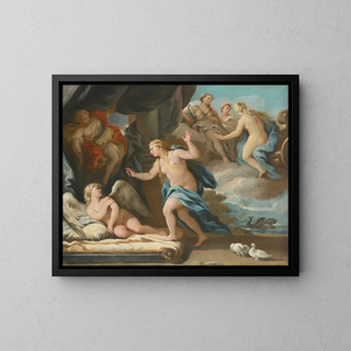 Venus Reprimanding Cupid - Joseph Goupy — framed artwork on a wall