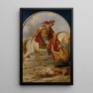 Saint Martin with the Beggar - Joseph Hasslwander — framed artwork on a wall