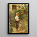 Boy with Cat in the Garden - Joseph Hasslwander — framed artwork on a wall