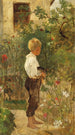 Boy with Cat in the Garden - Joseph Hasslwander — artwork view