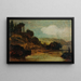 Landscape Painting with Ruin - Joseph Hasslwander — framed artwork on a wall