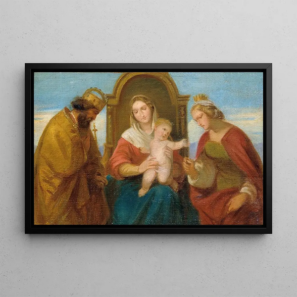 Sacred Conversation Painting - Joseph Hasslwander — framed artwork on a wall