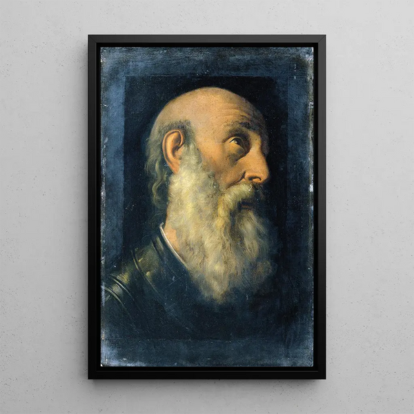 Study of an Apostle's Head - Joseph Hasslwander — framed artwork on a wall