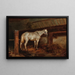 White horse in the stable - Joseph Heicke — framed artwork on a wall
