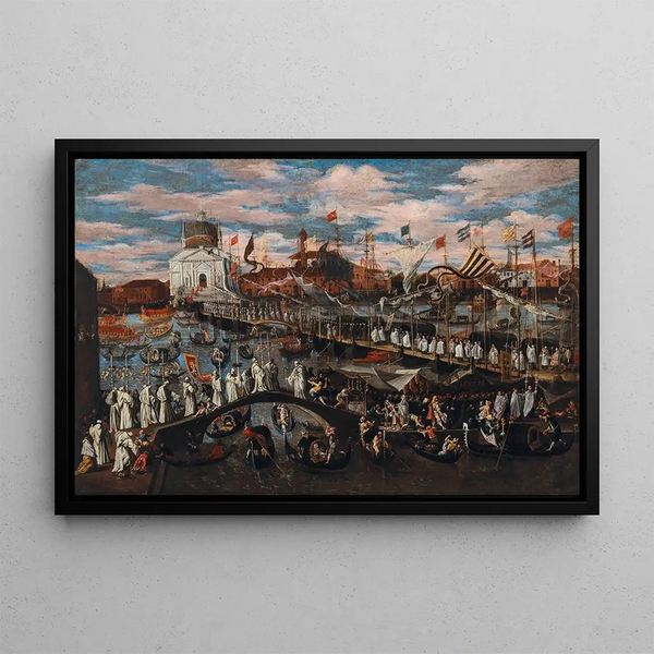 Procession for the Feast of the Redeemer Venice - Joseph Heintz the Younger — framed artwork on a wall