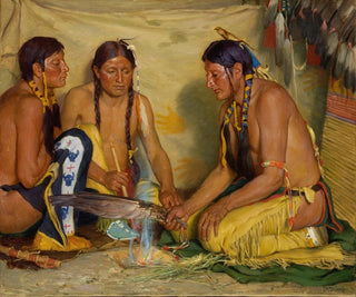 the fabrication of herbal medicine, Blackfoot ceremony - Joseph Henry Sharp — artwork view