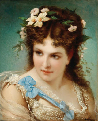 Joseph Hippolyte Aussandon - Portrait Of A Girl With Flowers In Her Hair.webp