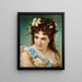 Portrait of a girl with flowers in her hair - Joseph Hippolyte Aussandon — framed artwork on a wall