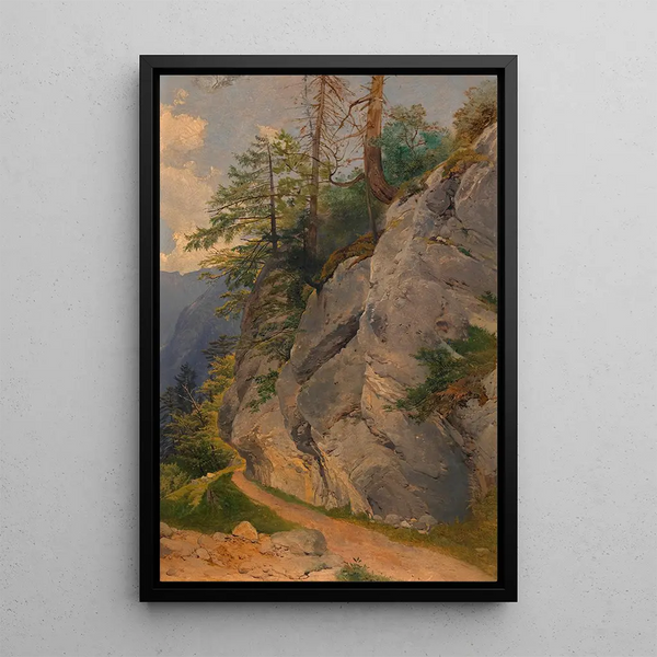 Path on the rocky hillside - Joseph Holzer — framed artwork on a wall
