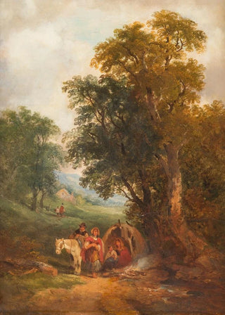 Landscape painting with people resting - Joseph Horlor — artwork view