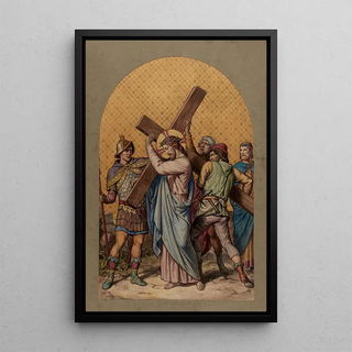 II Jesus is burdened with his cross - Joseph Hussenot — framed artwork on a wall