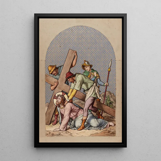 IX Jesus falls for the third time - Joseph Hussenot — framed artwork on a wall