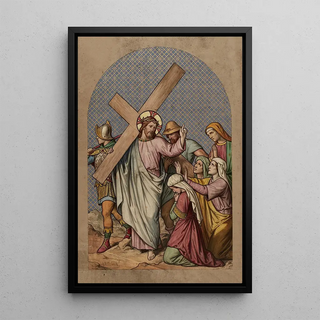 VIII Jesus consoles the daughters of Israel - Joseph Hussenot — framed artwork on a wall