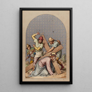 VII Jesus Falls for the Second Time - Joseph Hussenot — framed artwork on a wall
