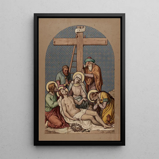 XIII Jesus is taken down from the cross and handed over - Joseph Hussenot — framed artwork on a wall