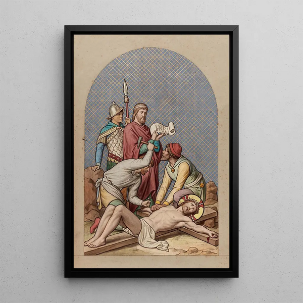 XI Jesus is crucified on the cross - Joseph Hussenot — framed artwork on a wall