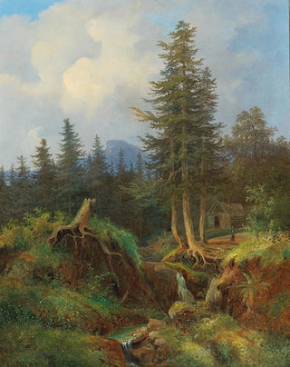 Joseph Jonas - Landscape with Woodland Stream and decorative figures.webp