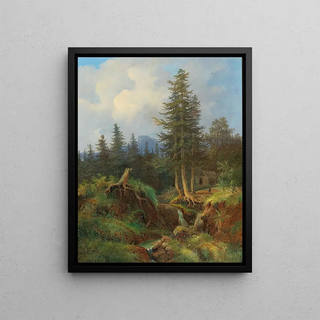 Joseph Jonas - Landscape with Woodland Stream and decorative figures.webp