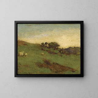 Landscape with Sheep - Joseph Knight — framed artwork on a wall