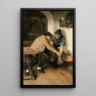 Les joueurs de cartes - Joseph Knilling — framed artwork on a wall