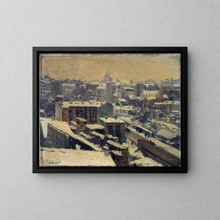 Montmartre under the snow, location of the new hippodrome - Joseph Le Pan de Ligny — framed artwork on a wall