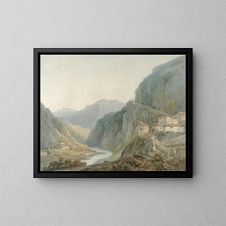 Ascension towards the Terni waterfall - Joseph Mallord William Turner — framed artwork on a wall