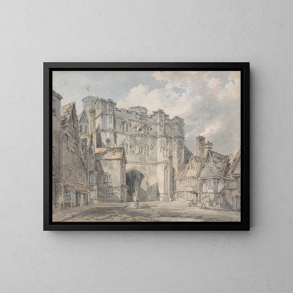 Door of the Church Christ at Canterbury - Joseph Mallord William Turner — framed artwork on a wall